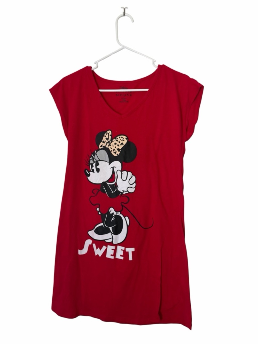 Disney Minnie Mouse Red Short Sleeve Sweet Sleepwear Mini Dress